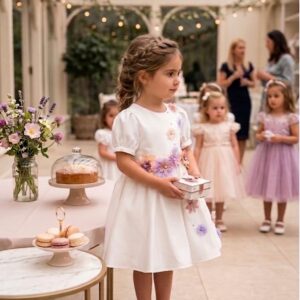 biała sukienka z kwiatkami