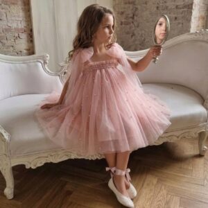 sukienka tiulowa z perełkami na urodzinki, roczek, wesele