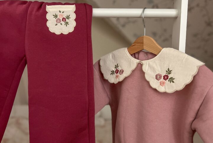 komplet dresowy ocieplany z kołnierzykiem dla dziewczynki szerokie spodnie